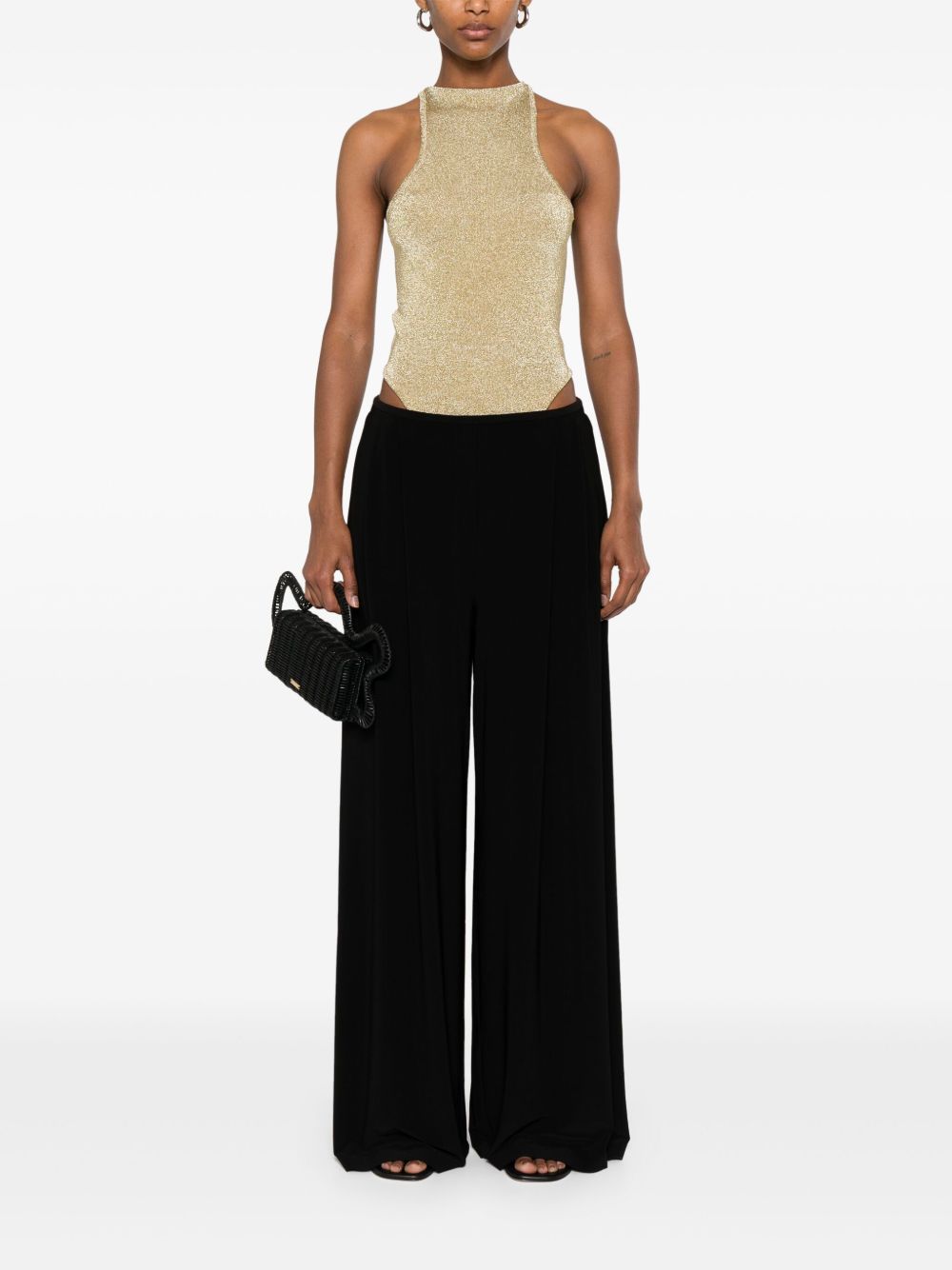 Norma Kamali Pleated Wide Leg Trousers Black