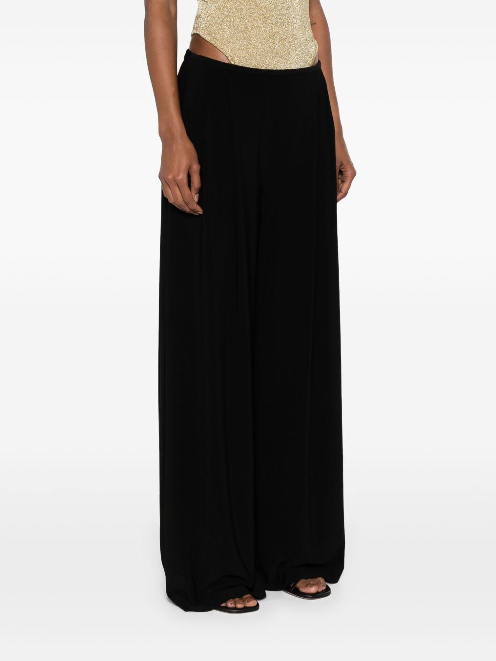 Norma Kamali Pleated Wide Leg Trousers Black