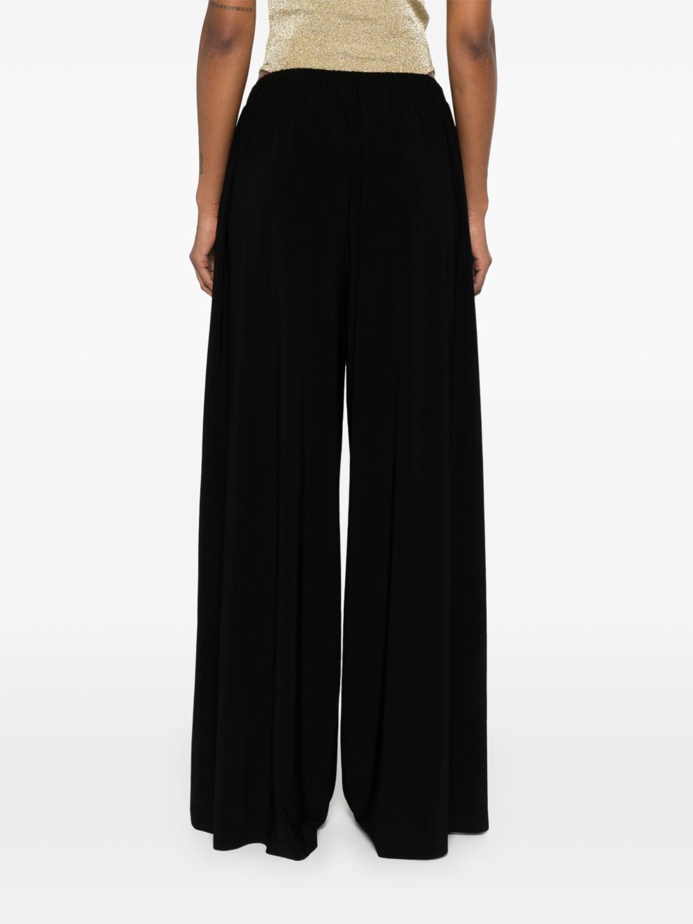 Norma Kamali Pleated Wide Leg Trousers Black