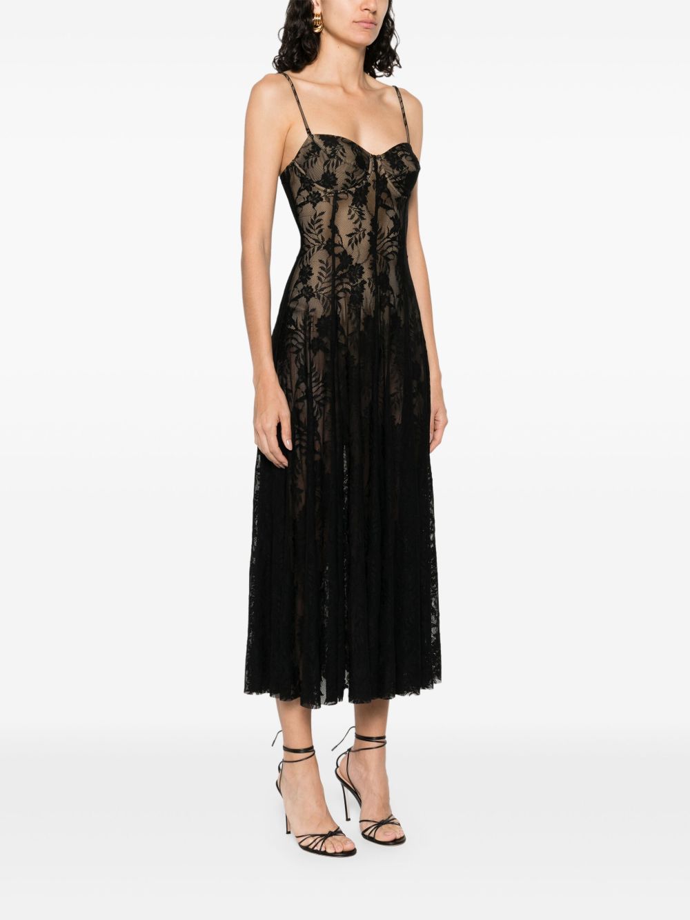 Norma Kamali Pleated All Lace Dress Black