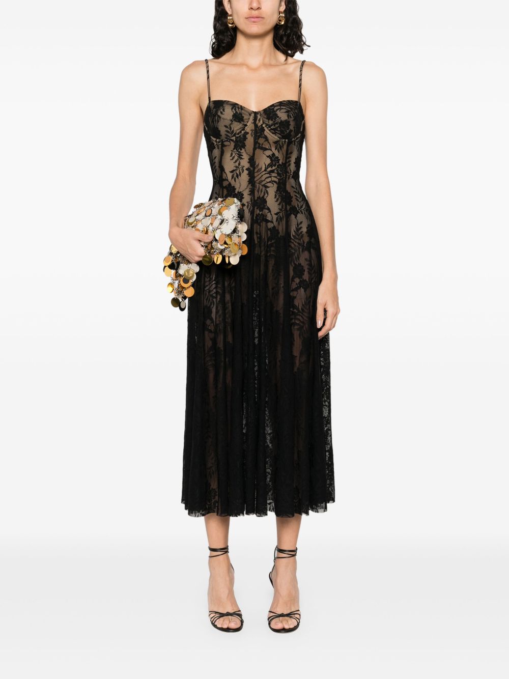 Norma Kamali Pleated All Lace Dress Black