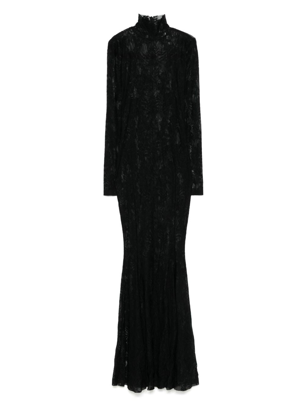 Norma Kamali Fishtail Lace Long Dress Black