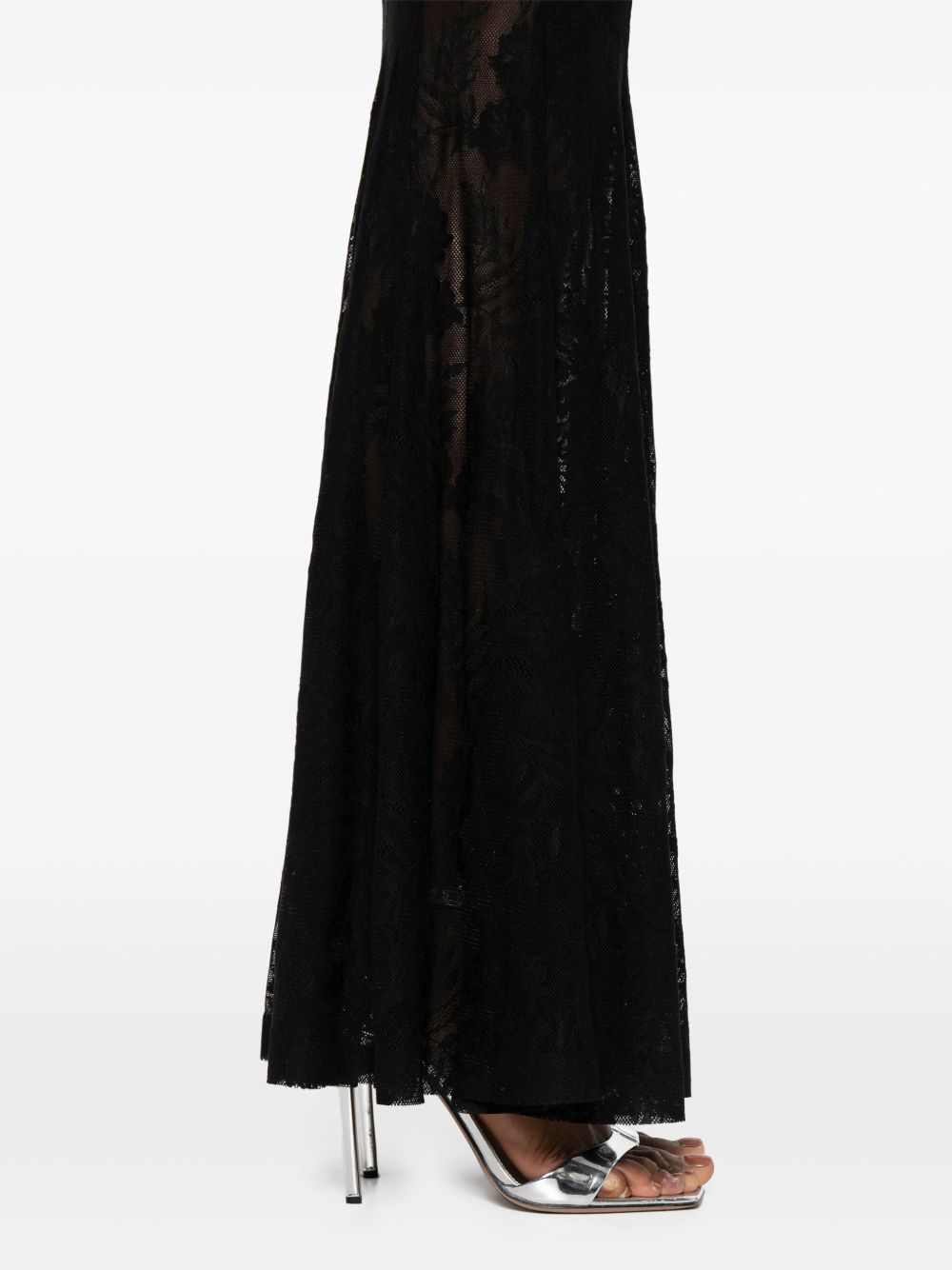 Norma Kamali Fishtail Lace Long Dress Black