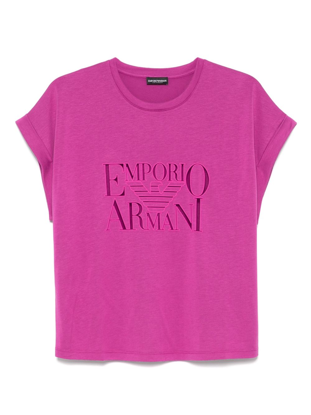 Emporio Armani Large Logo Viscose-Blend T-Shirt Purple