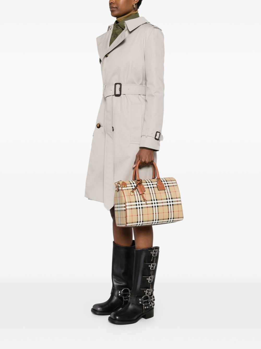 Burberry Medium Bowling Handbag Leather Brown