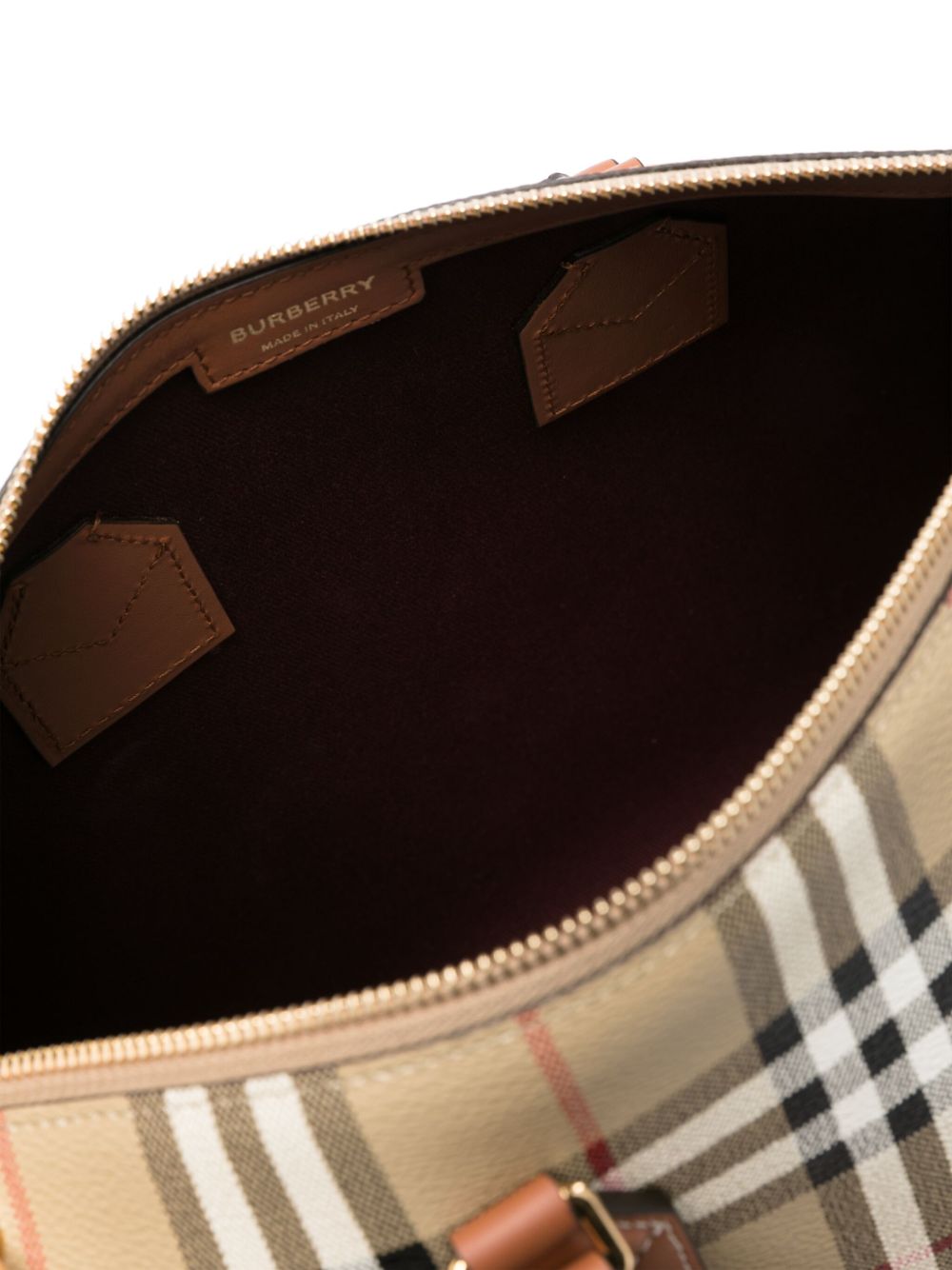 Burberry Medium Bowling Handbag Leather Brown