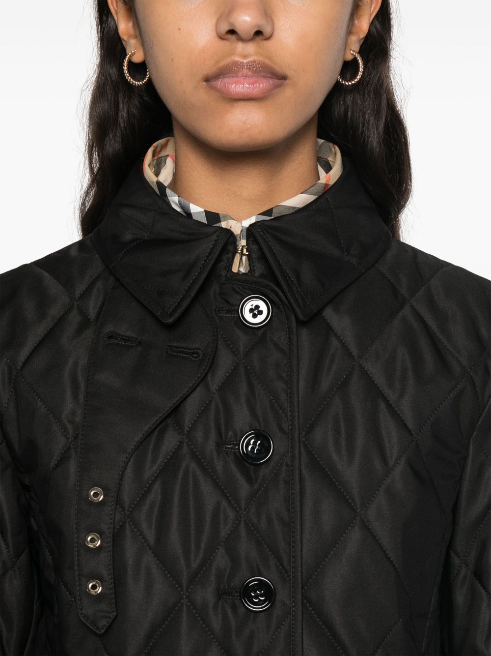 Burberry Quilted Button-Up Jacket Black black