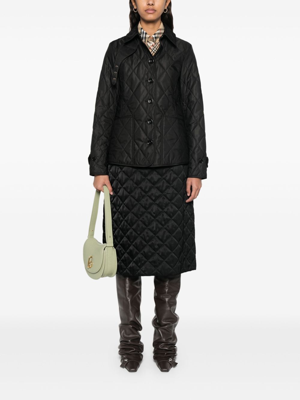 Burberry Quilted Button-Up Jacket Black black