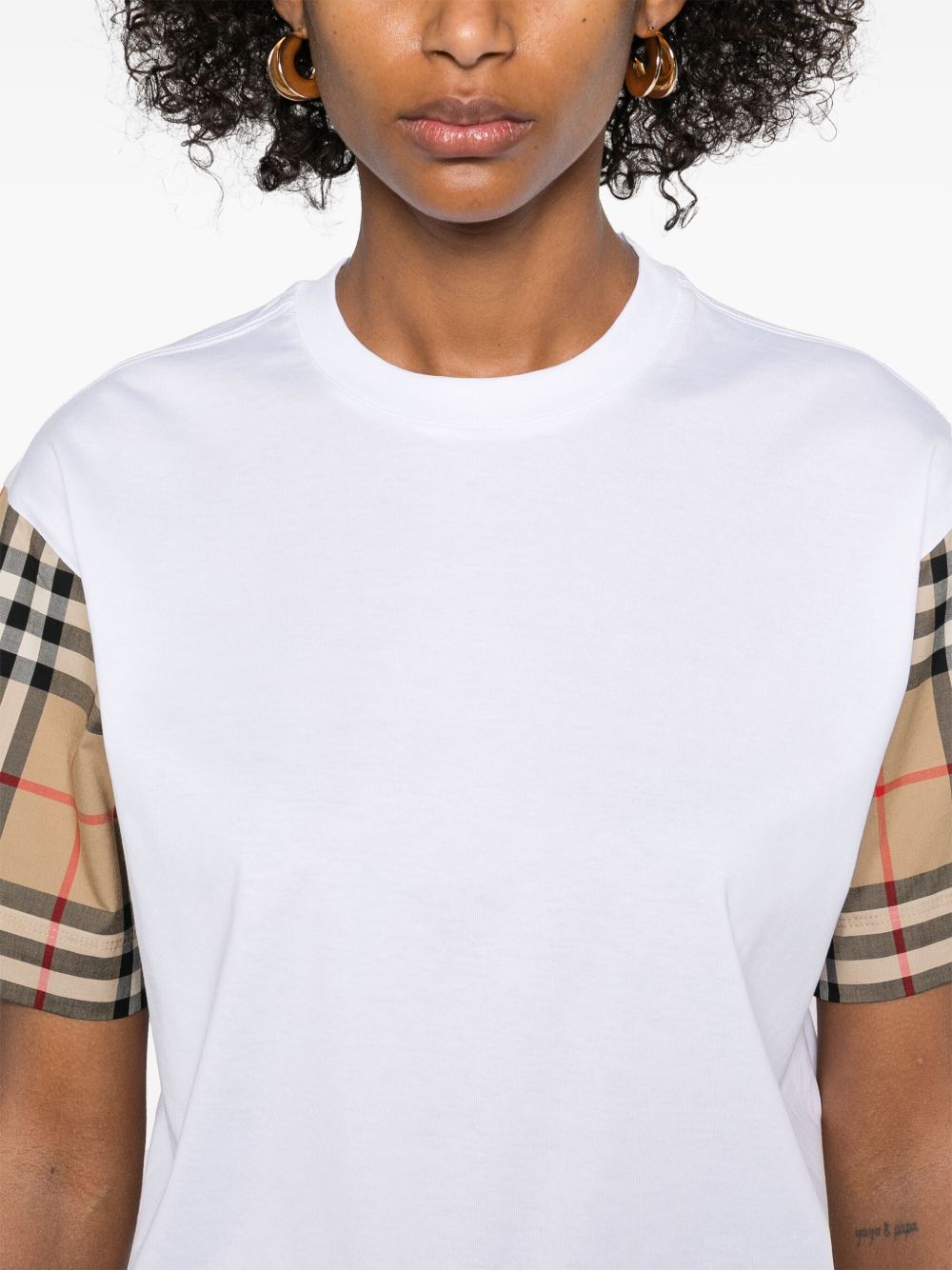Burberry Check Cotton T-shirt White