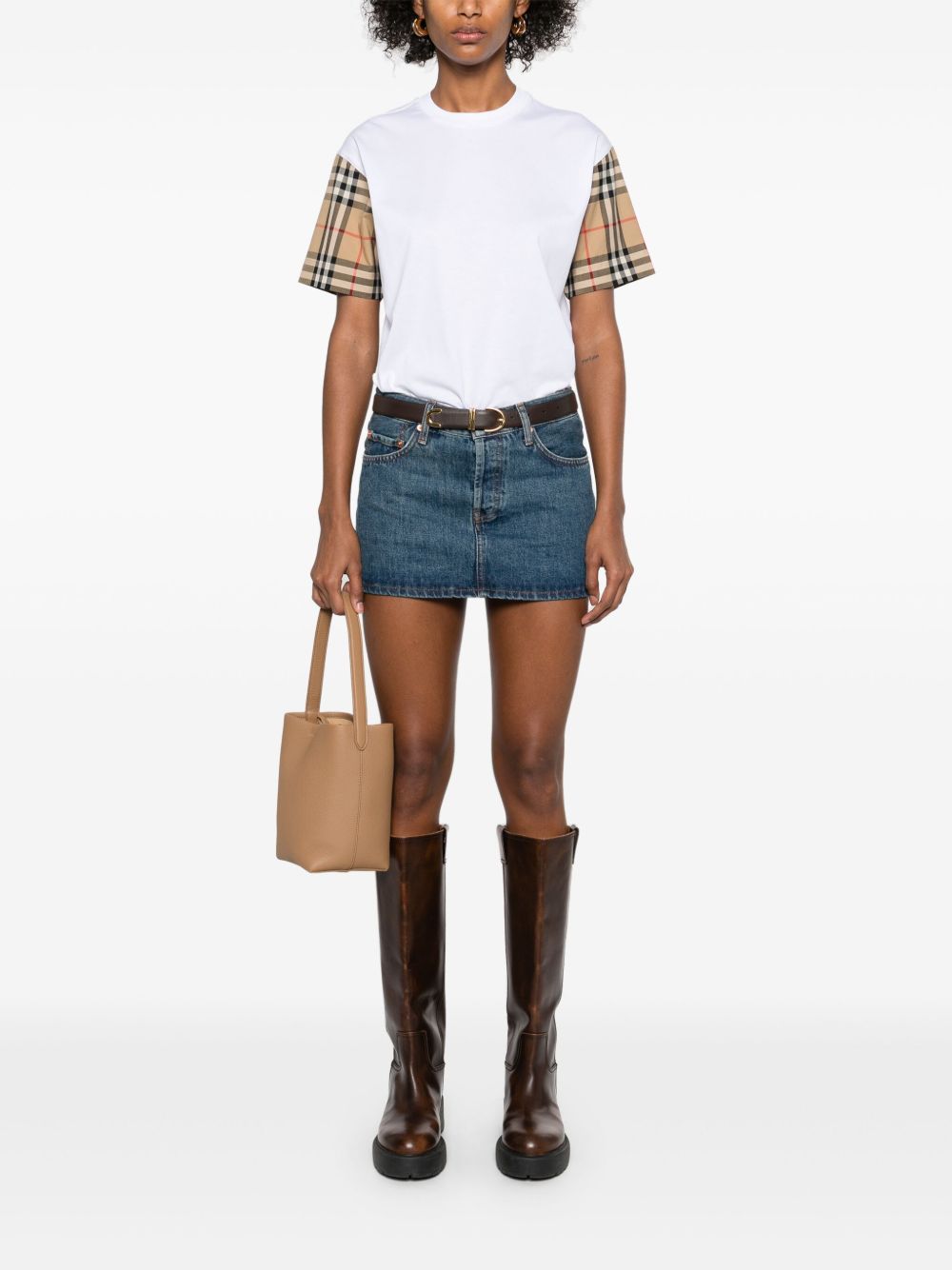 Burberry Check Cotton T-shirt White