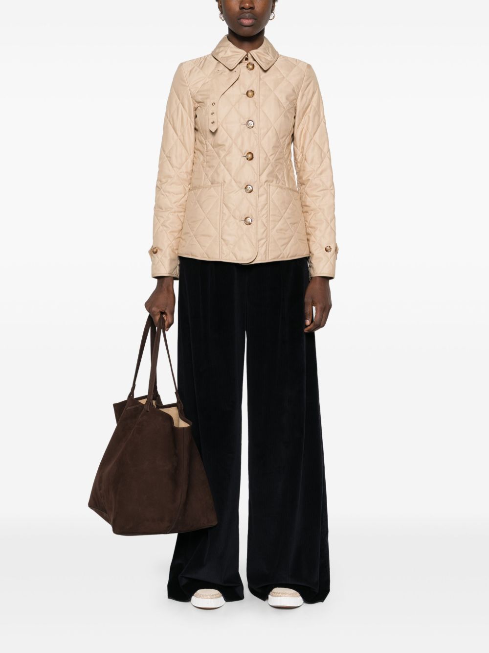 Burberry Quilted Button-Up Archive Jacket Beige Beige