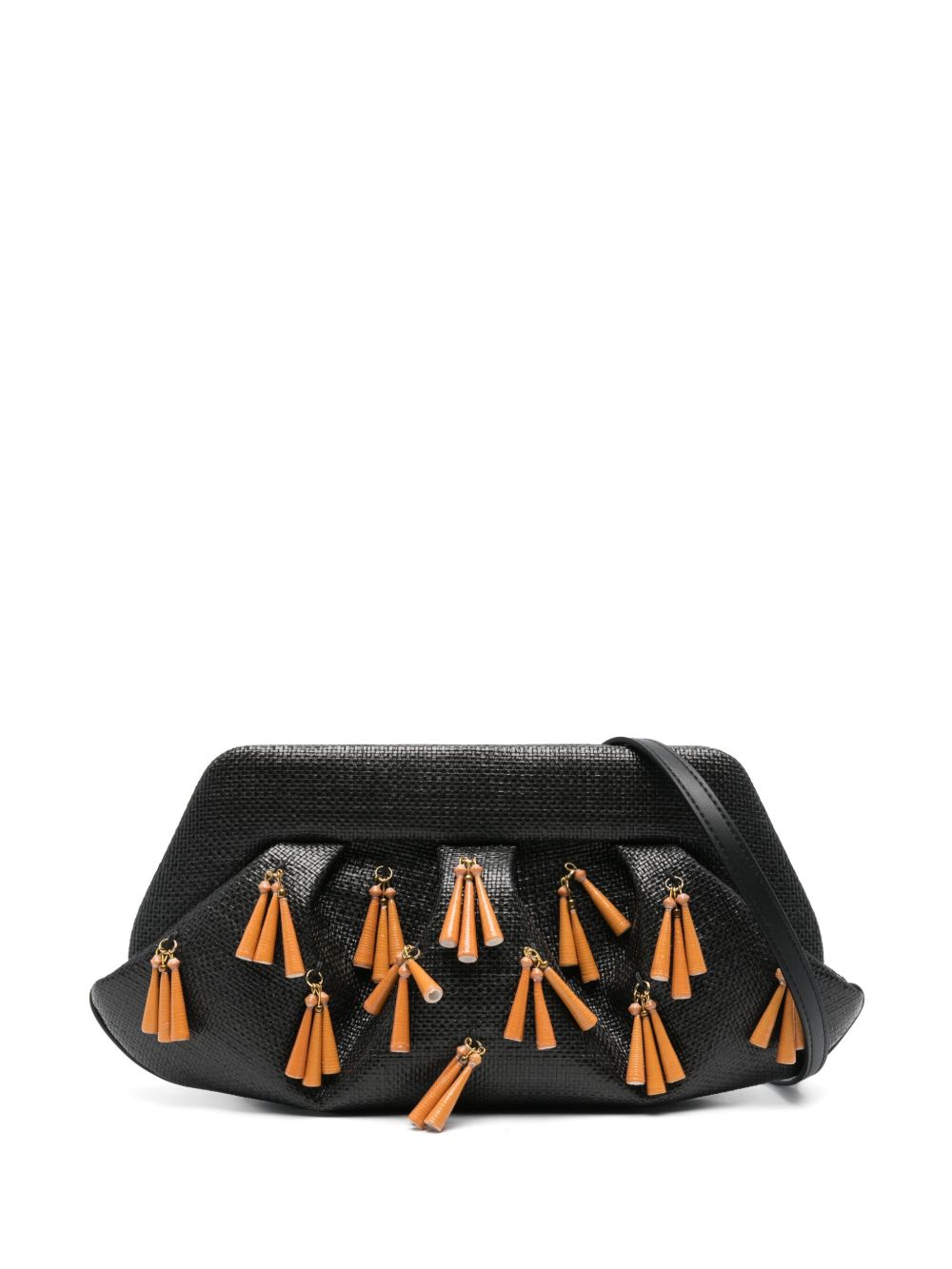 THEMOIRE Emera Fringed Clutch Bag Black