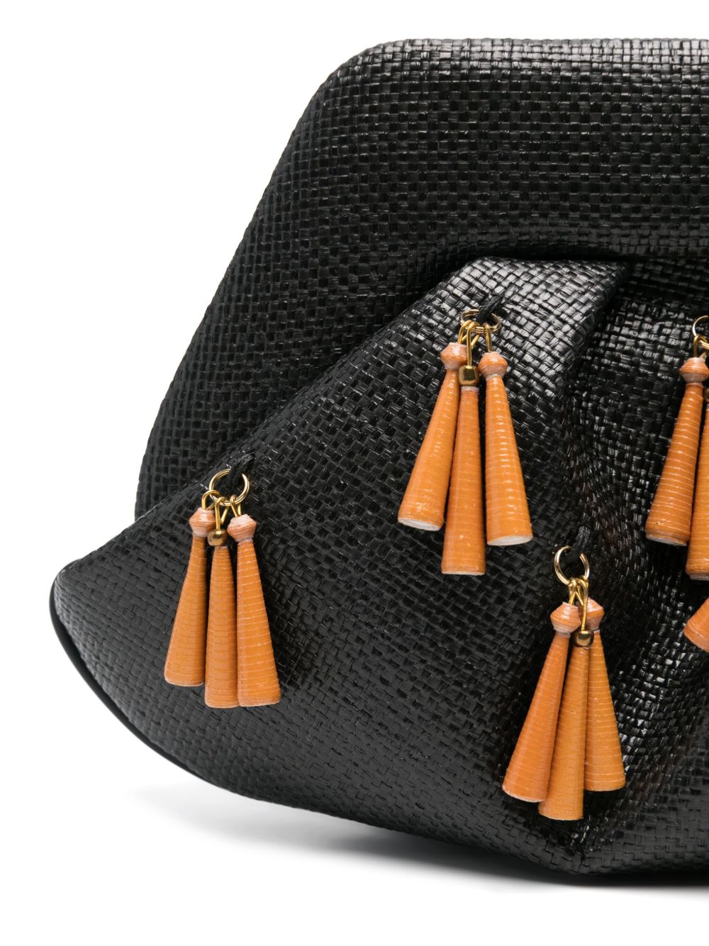THEMOIRE Emera Fringed Clutch Bag Black