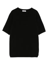 Soft Goat Cashmere Crewneck Short-Sleeved Top Black