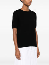 Soft Goat Cashmere Crewneck Short-Sleeved Top Black