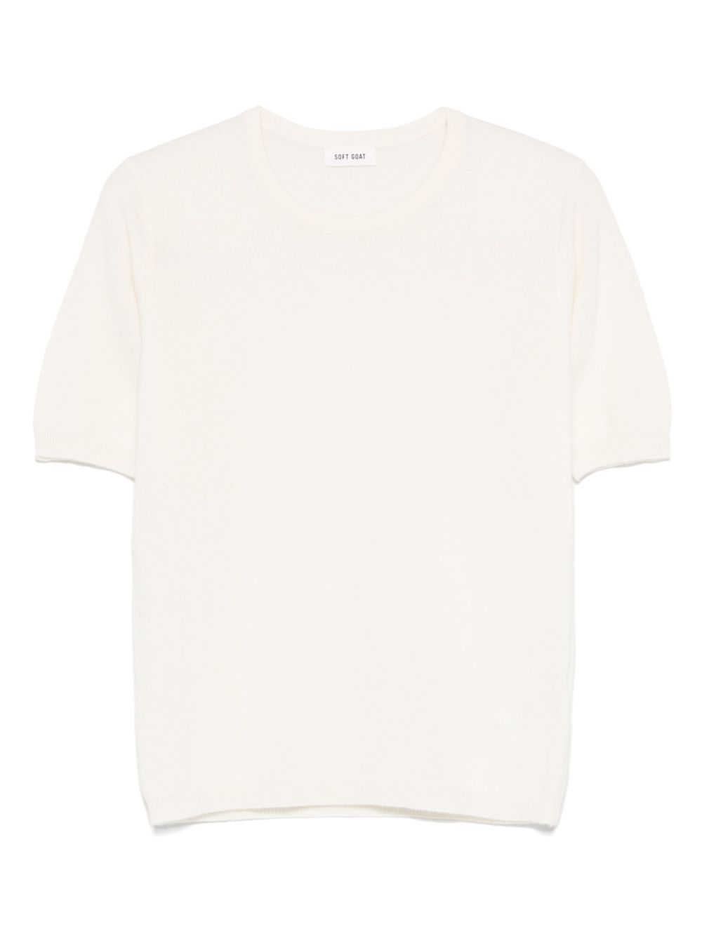 Soft Goat Cashmere Crewneck Short Sleeve Top White White