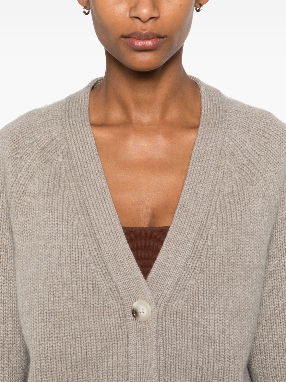Soft Goat Cashmere V-Neck Cardigan Light Grey Light Grey