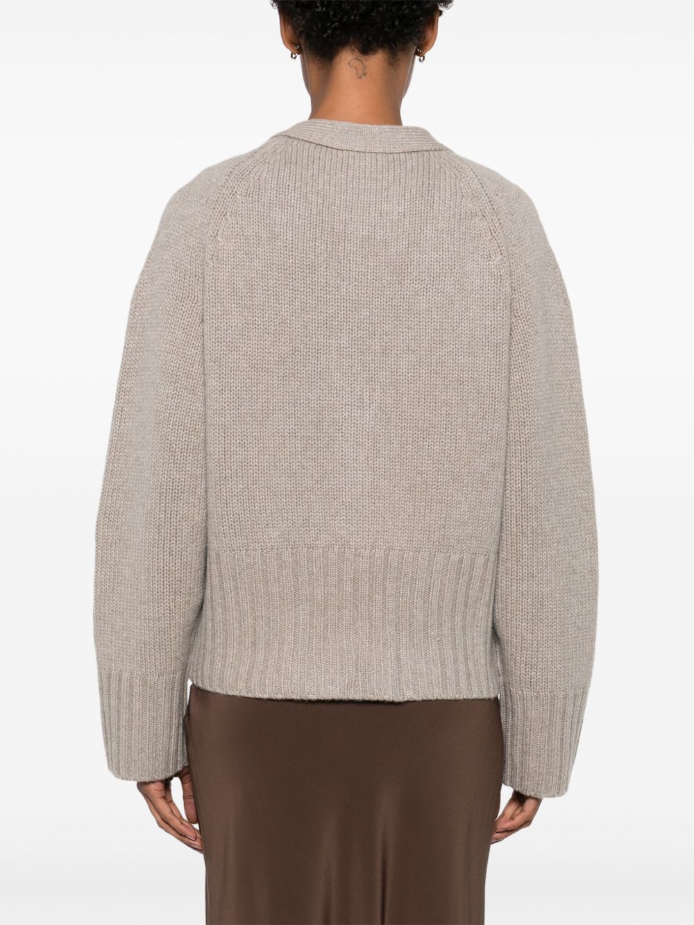 Soft Goat Cashmere V-Neck Cardigan Light Grey Light Grey