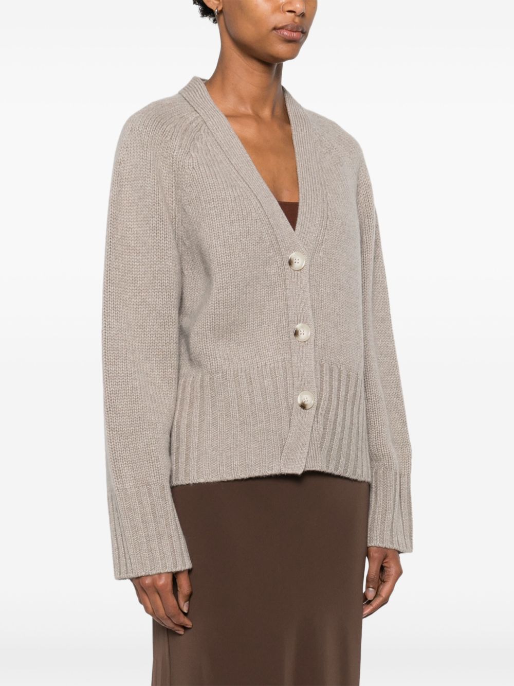 Soft Goat Cashmere V-Neck Cardigan Light Grey Light Grey