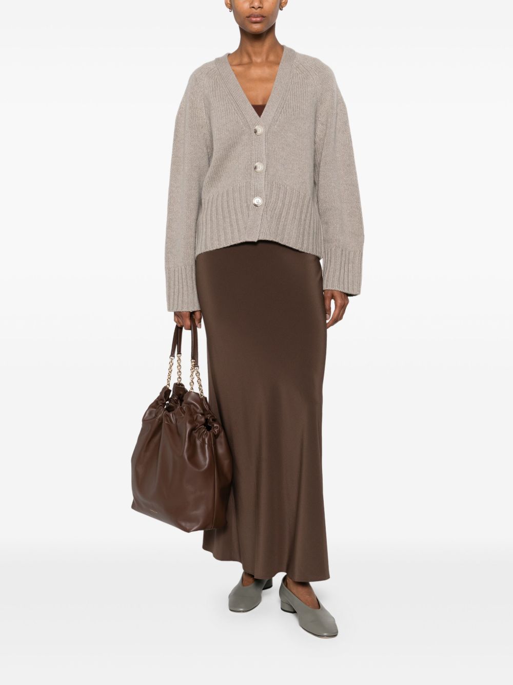 Soft Goat Cashmere V-Neck Cardigan Light Grey Light Grey