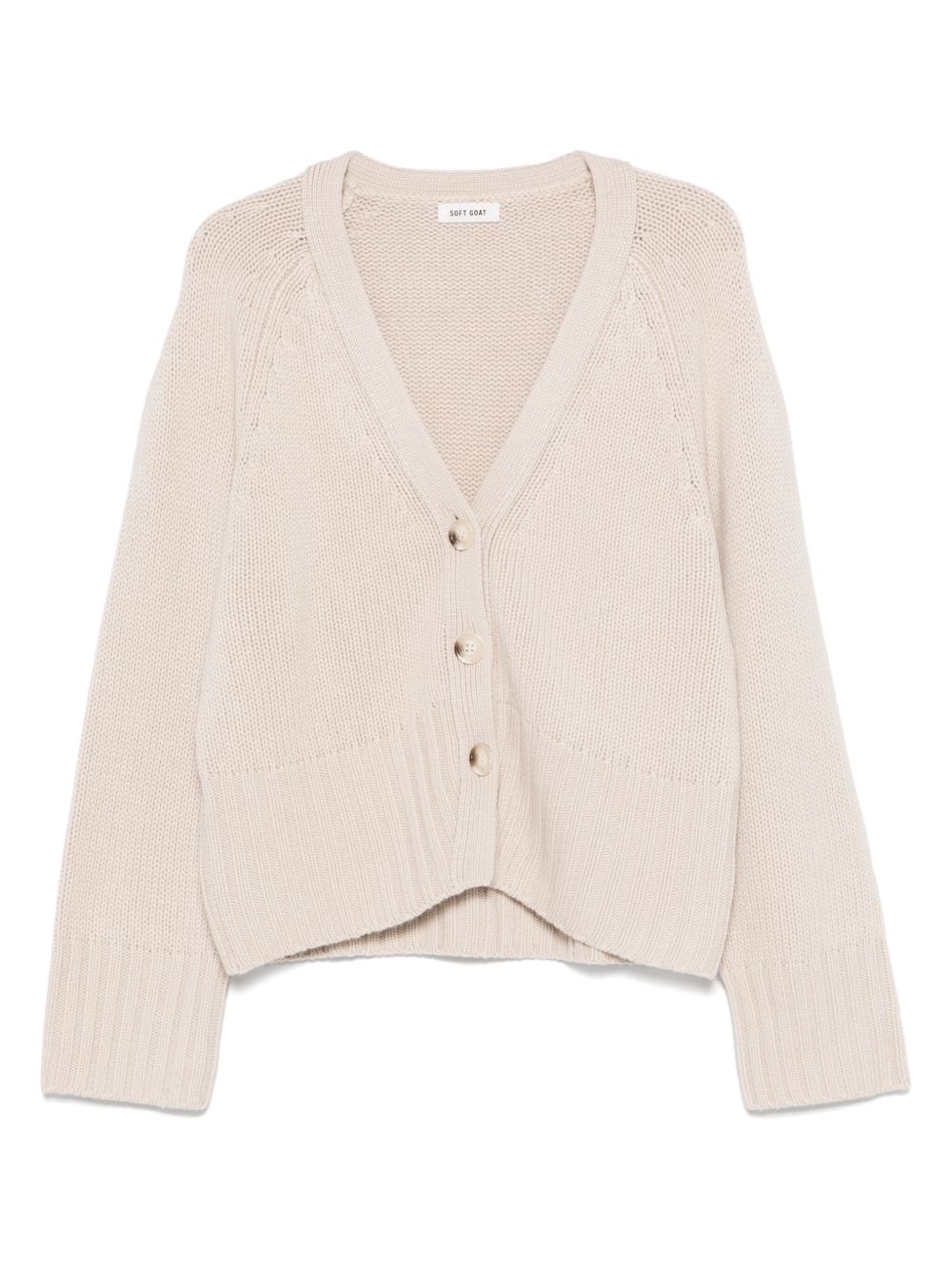 Soft Goat Cashmere V-Neck Cardigan Ivory Ivory