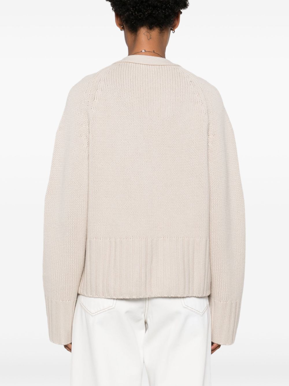 Soft Goat Cashmere V-Neck Cardigan Ivory Ivory