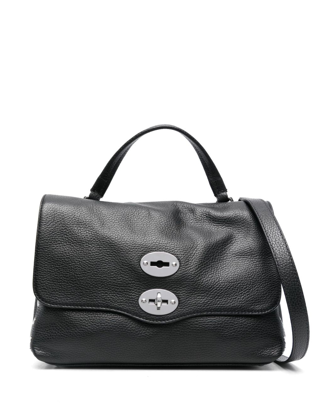 Zanellato Postina Daily Medium Grained Leather Handbag Black