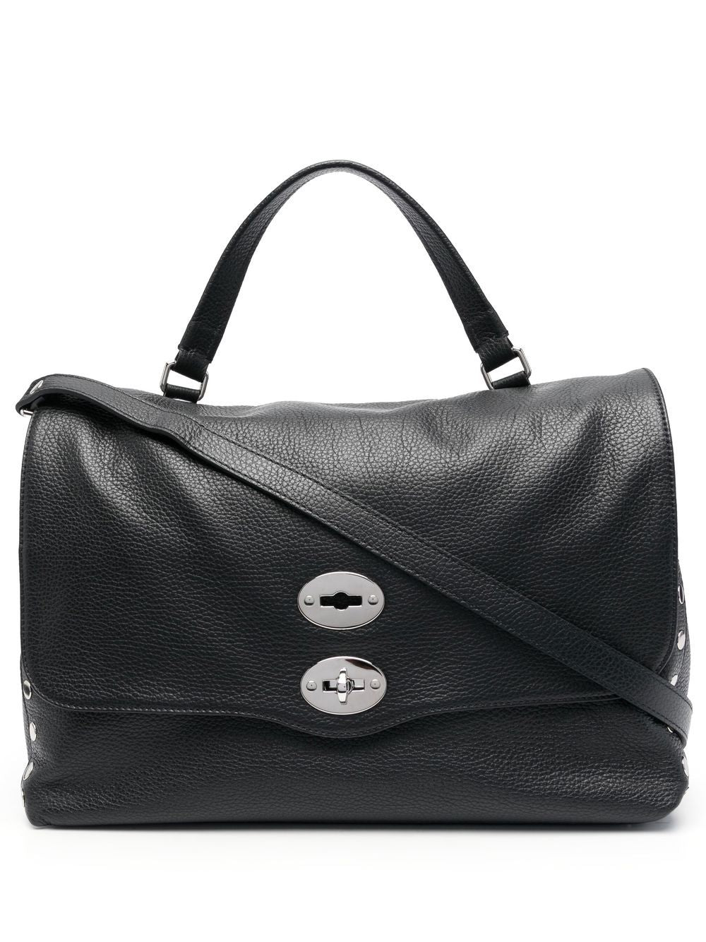 Zanellato Postina Daily Medium Calf Leather Handbag Black