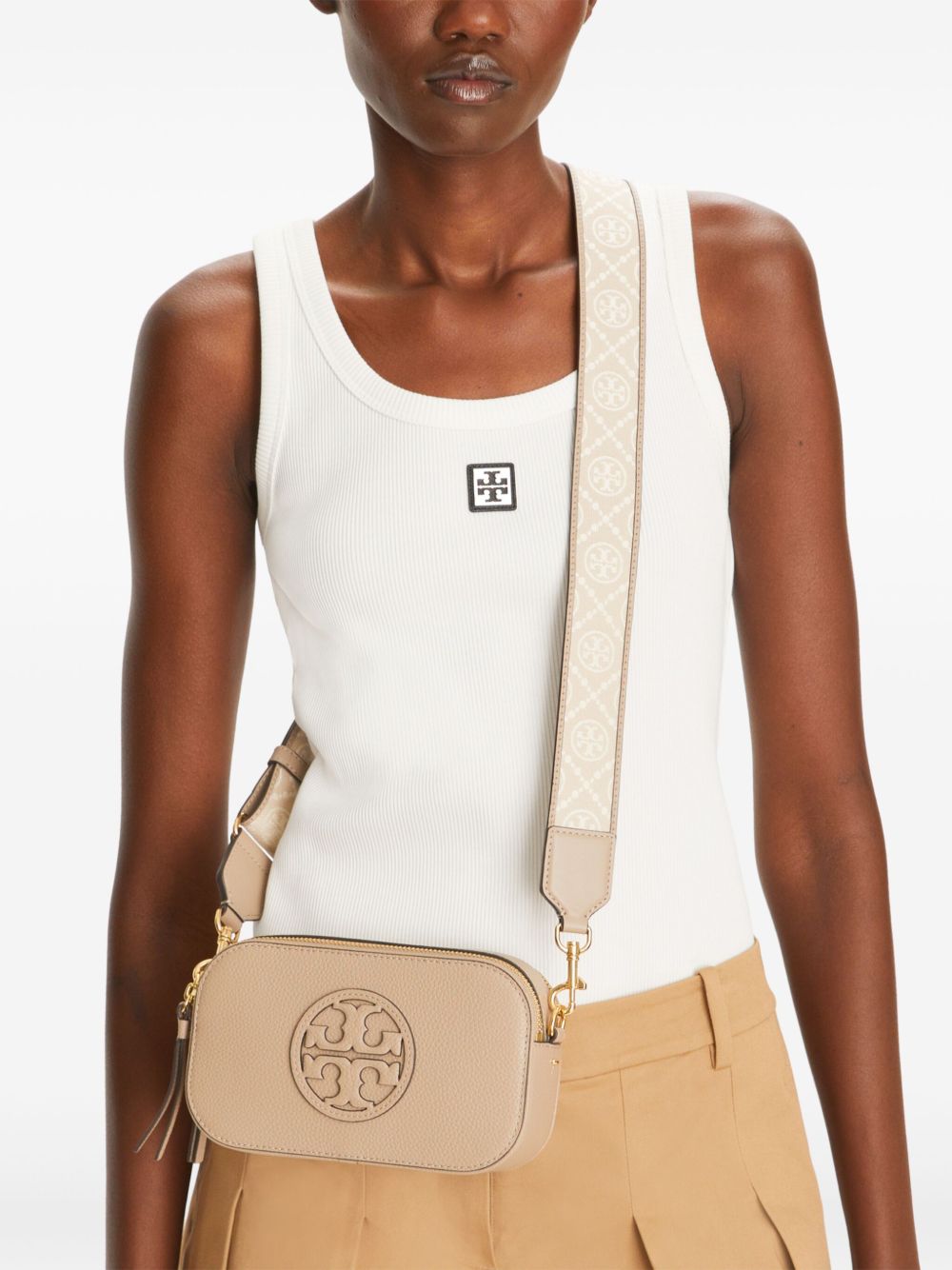 Tory Burch Miller Mini Leather Camera Bag Powder