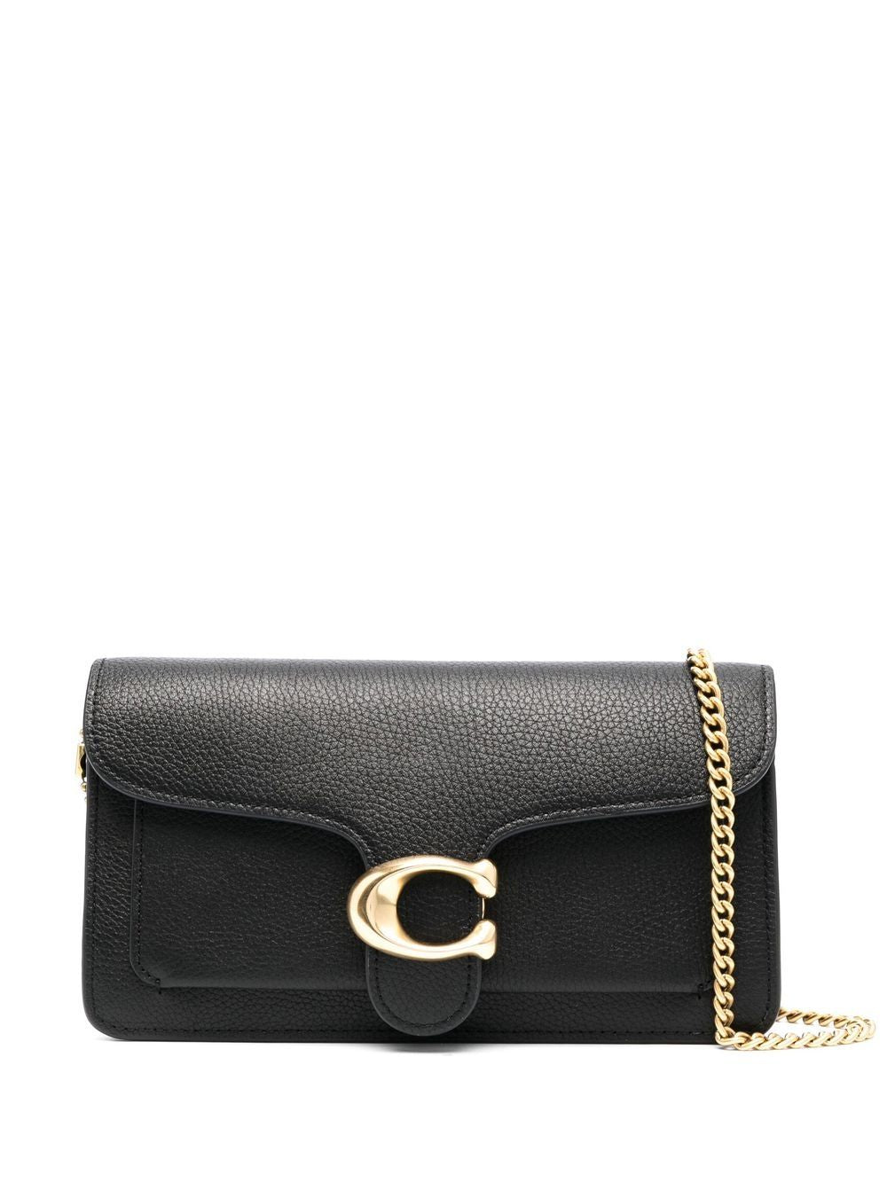 Coach Tabby Chain Leather Clutch Bag Black
