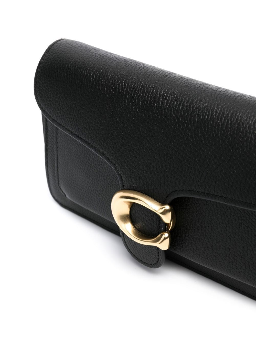 Coach Tabby Chain Leather Clutch Bag Black