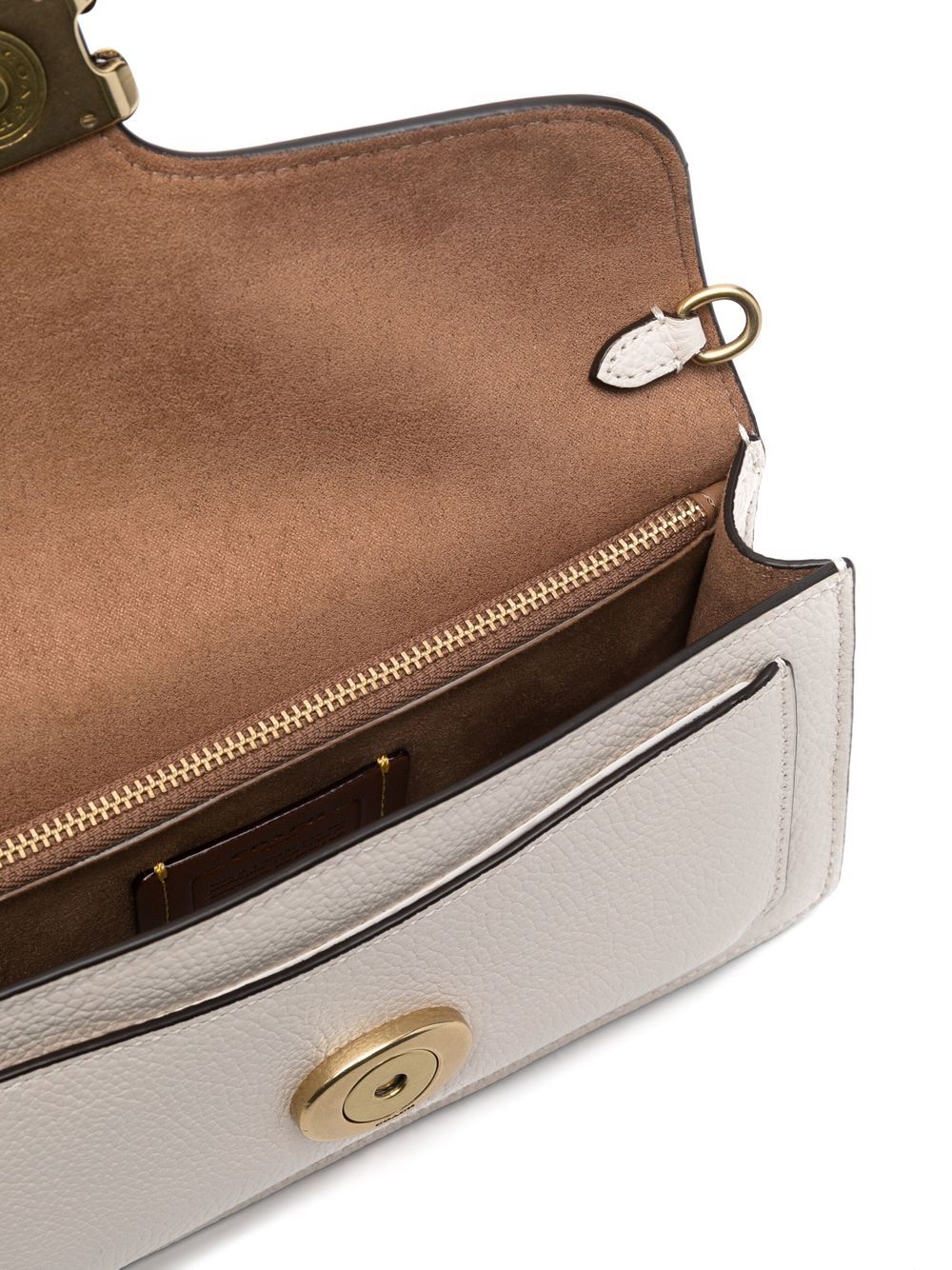 Coach Tabby Chain Leather Clutch Bag White