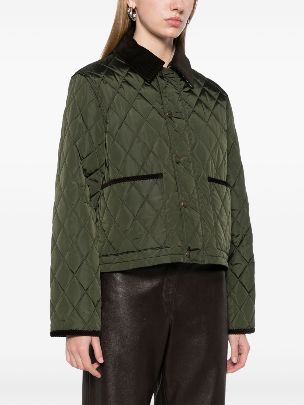 Burberry Diamond-Quilted Forest Green Padded Jacket Green