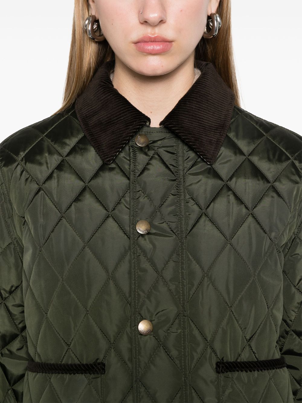 Burberry Diamond-Quilted Forest Green Padded Jacket Green