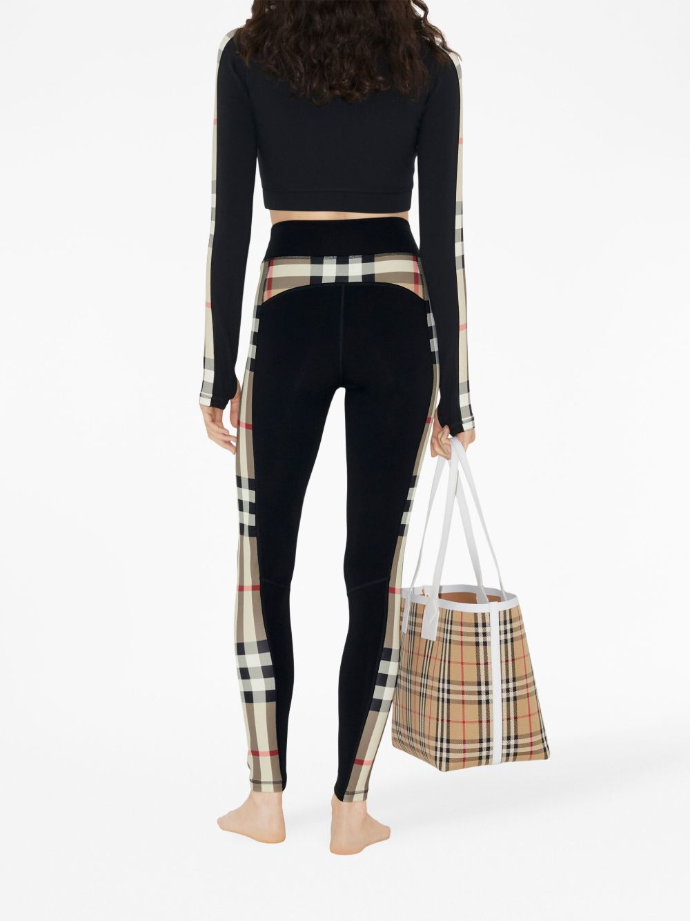 Burberry Stretch Jersey Cropped Sweater with Vintage Check Trim Black
