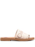 Chloè Woody Embroidered Logo Flat Sandals Beige
