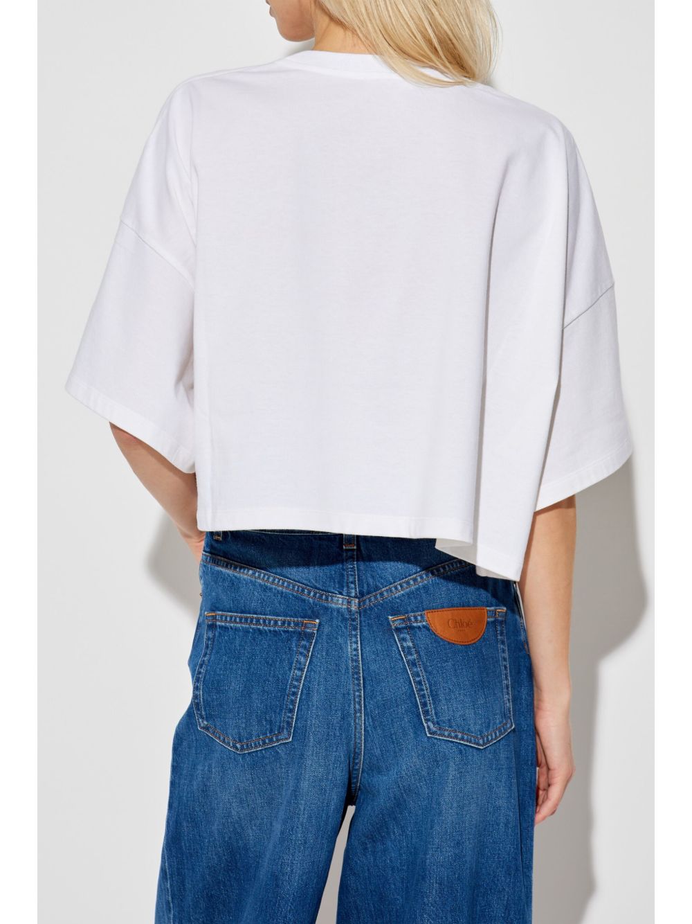 Chloè Cropped Logo-Print Cotton T-Shirt White