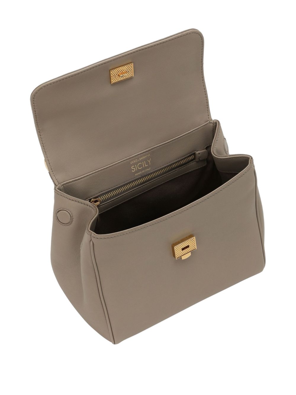 Dolce & Gabbana Sicily Soft Leather Top Handle Bag  Taupe