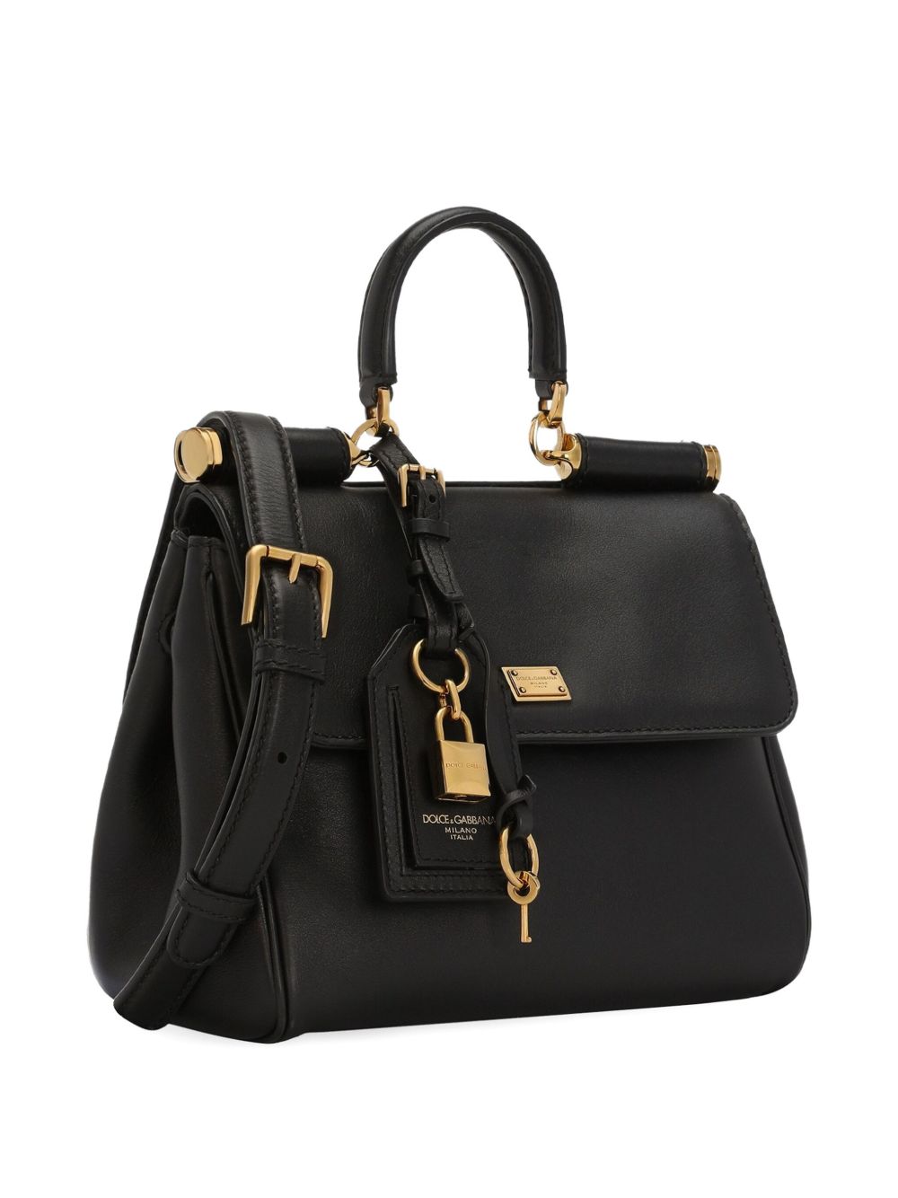 Dolce & Gabbana Sicily Soft Leather Top Handle Bag Black