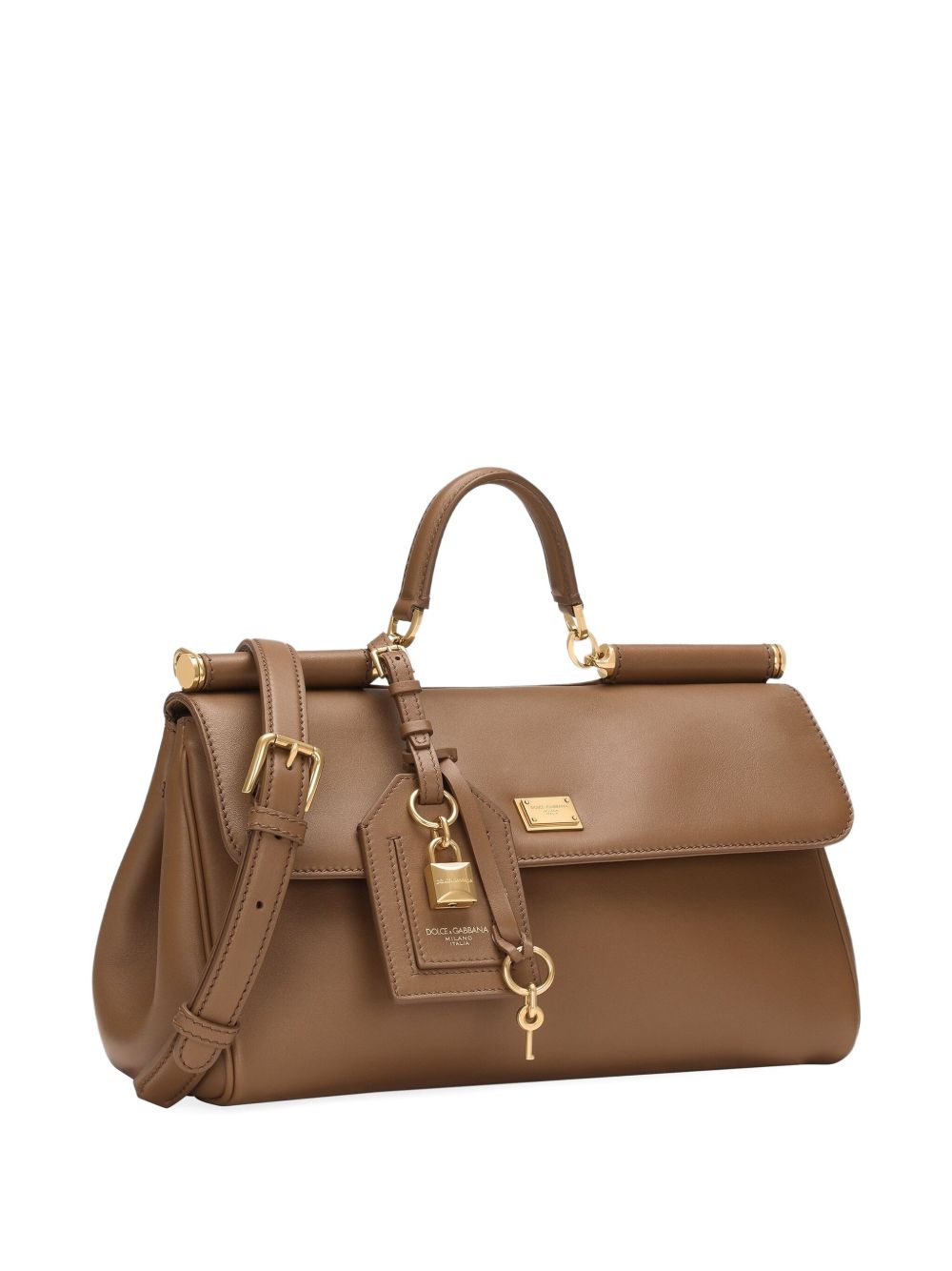 Dolce & Gabbana Sicily Soft Leather Handbag in Caramel Brown