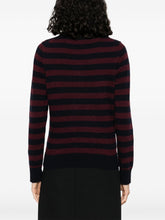 Ganni Striped Poodle Wool Crewneck Sweater Bordeaux