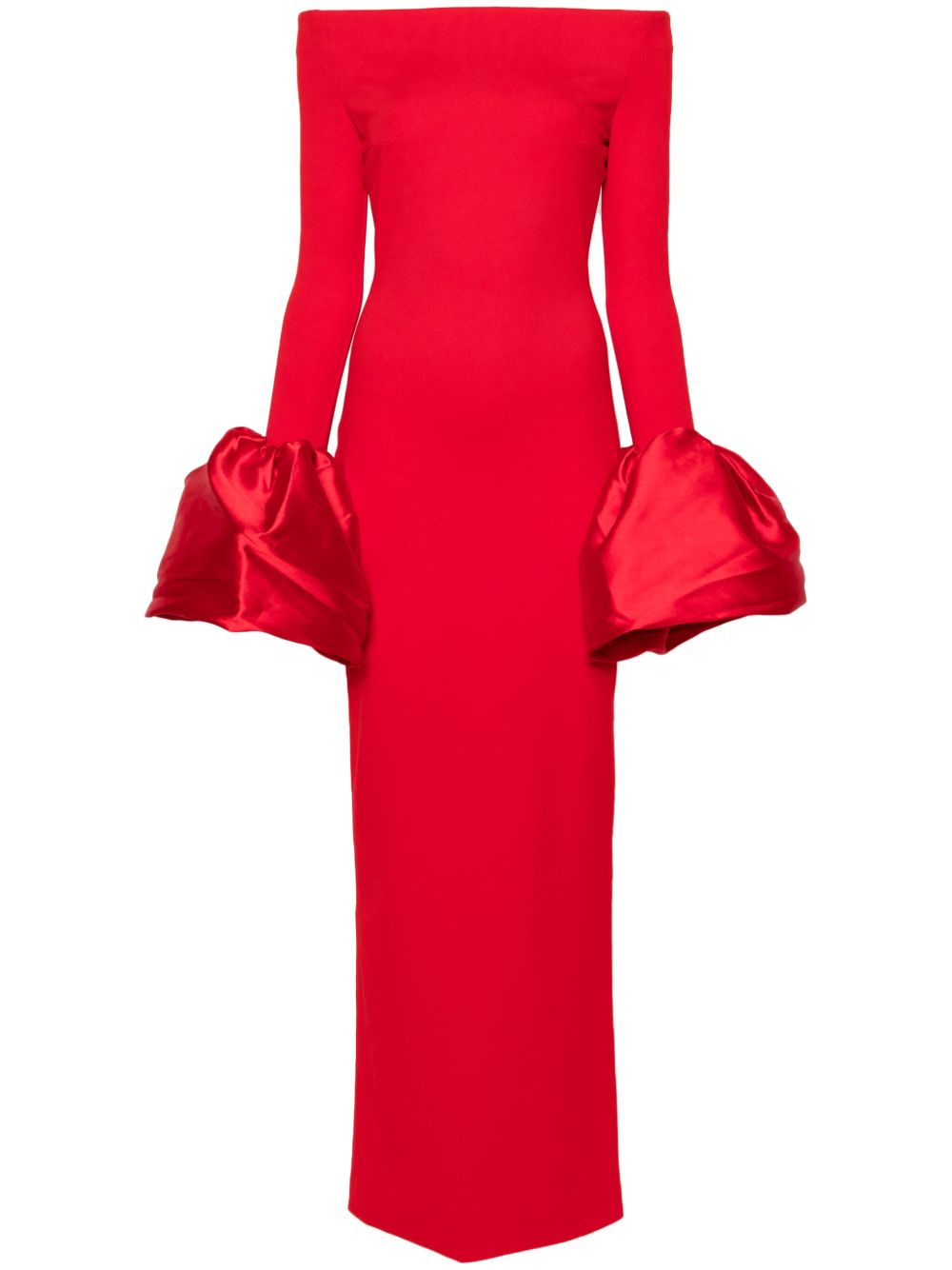 Solace London Off-Shoulder Red Crepe Maxi Dress Red