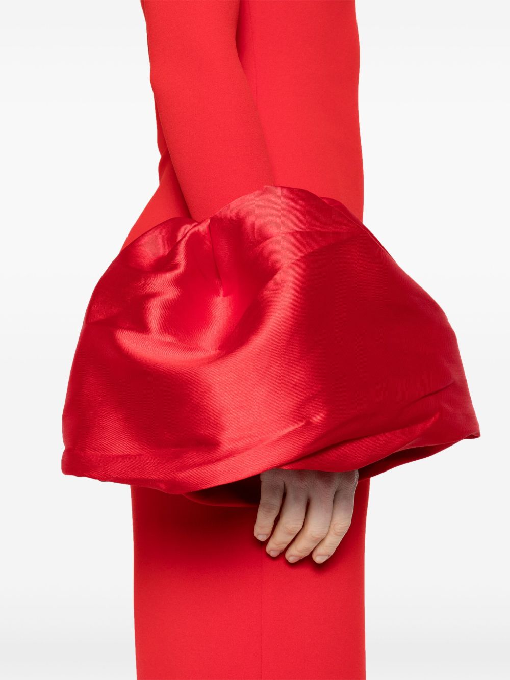 Solace London Off-Shoulder Red Crepe Maxi Dress Red