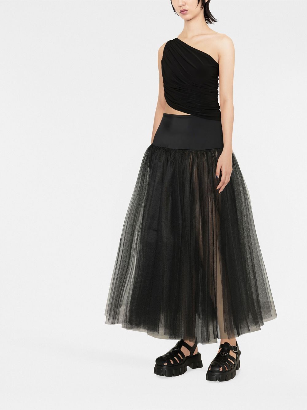 Norma Kamali One-Shoulder Ruched Jersey Top Black black