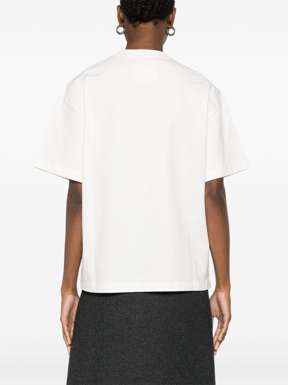 Jil Sander Cotton Logo Embroidered T-Shirt White White