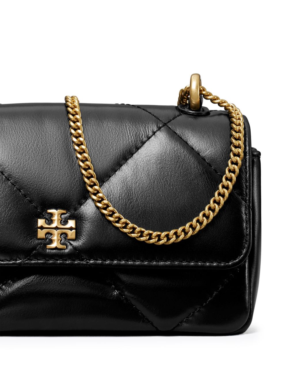 Tory Burch Kira Diamond Mini Quilted Leather Shoulder Bag Black