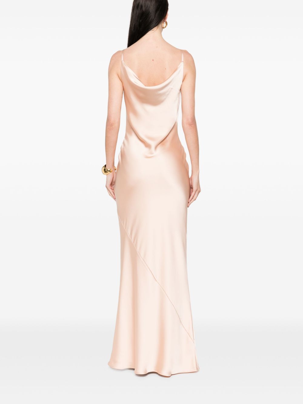 Norma Kamali Maria Cowl-Neck Sleeveless Fishtail Gown Powder Powder