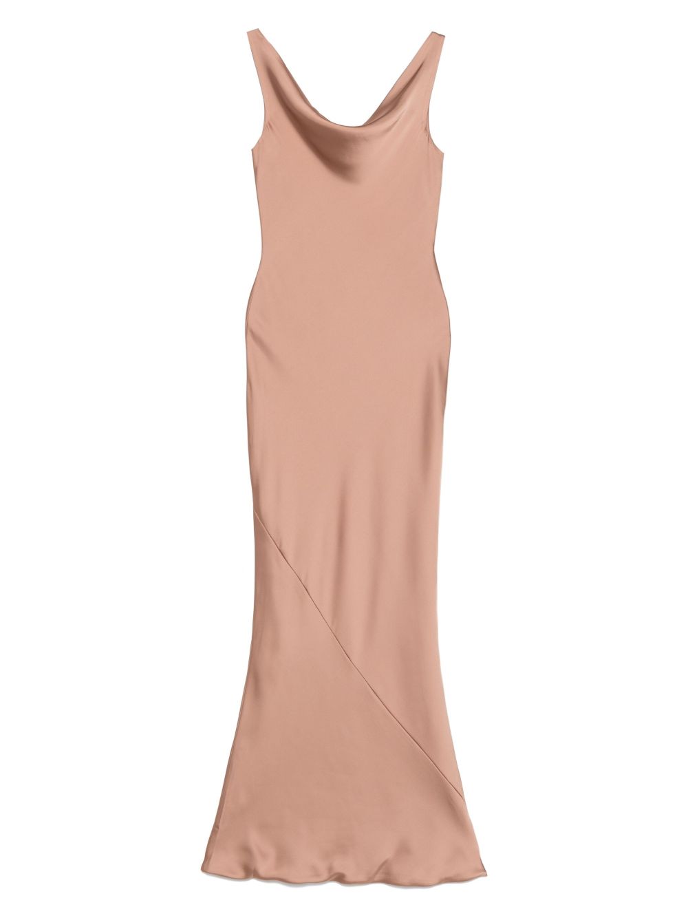 Norma Kamali Maria Cowl-Neck Sleeveless Flared Gown Beige