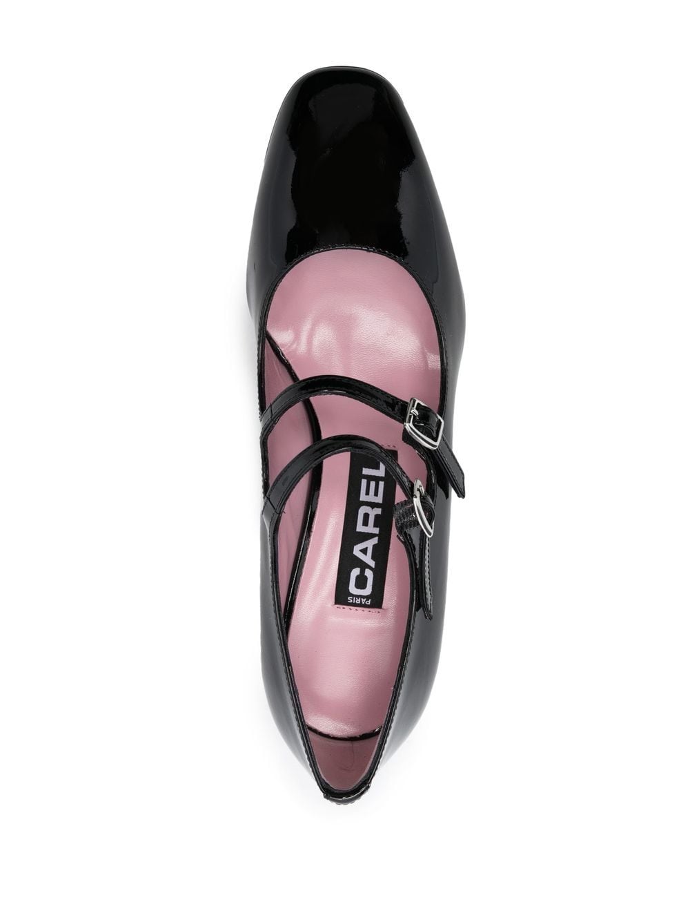 Carel Paris With Heel Patent Leather Double-Strap Pumps Black