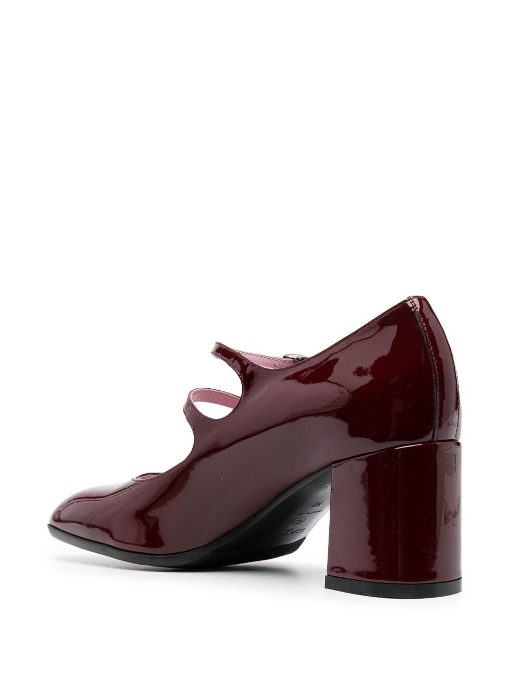 Carel Paris Alice Patent-Leather Block Heel Pumps Bordeaux